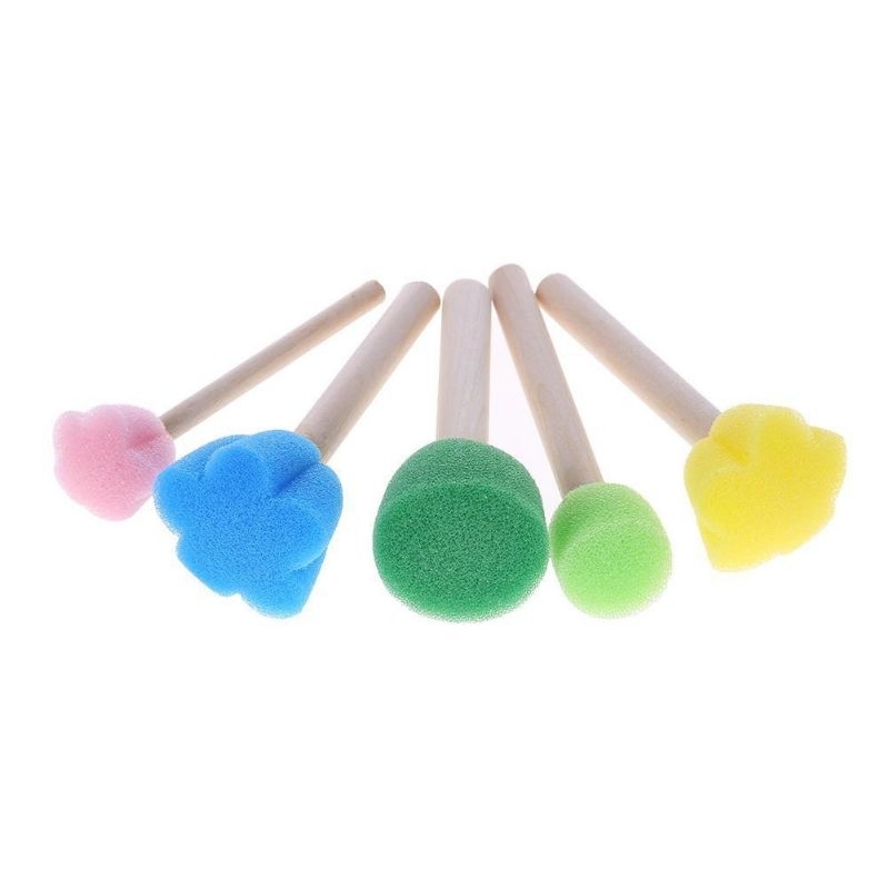 

KUAS LUKIS DOTTY SPONGE FLOWER PAINTING BRUSH (ISI 5 PCS) / KUAS LUKIS ANAK / KUAS LUKIS SPONS ANAK