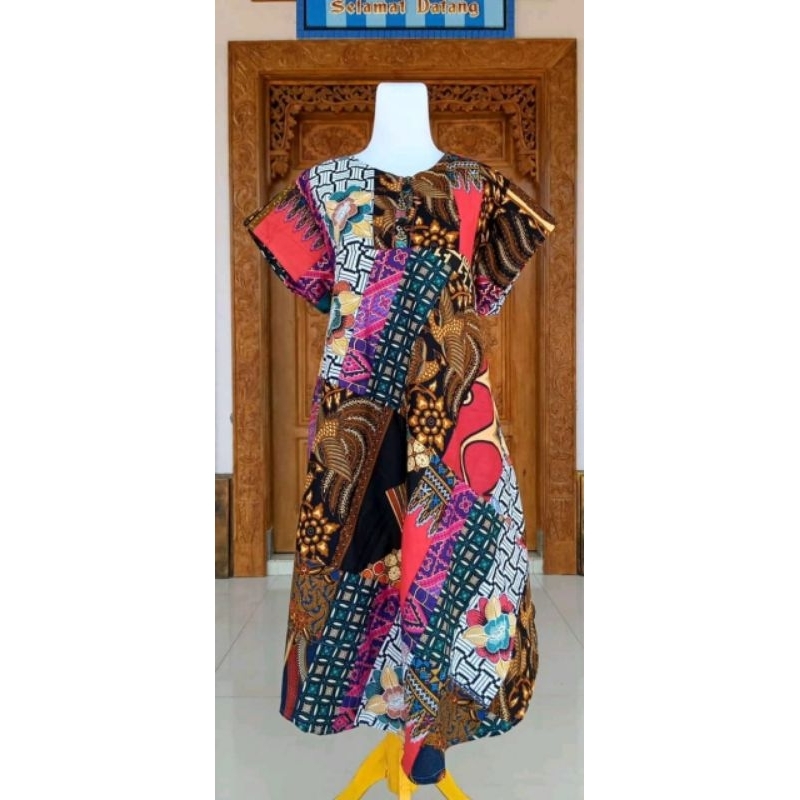 Daster Kencana Ungu Batik - Motif Perca - Leher Sleting - Busui - Bumil - Centini Hitput