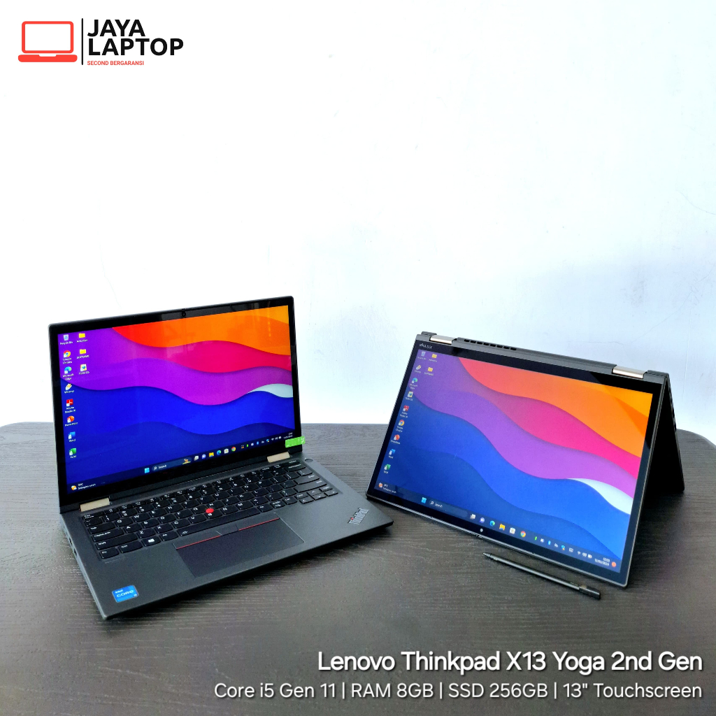 Lenovo Thinkpad X13 Yoga 2 Core i5 Gen 11 RAM 8GB SSD 256GB 13 inch Touchscreen 2in1 Laptop Tablet Second Bekas