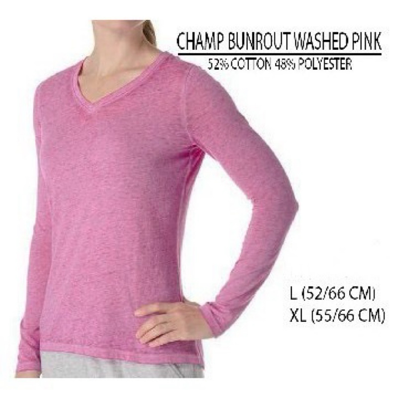 Kaos Wanita Lengan Panjang Bahan Katun Halus Brand CHAMPION Original