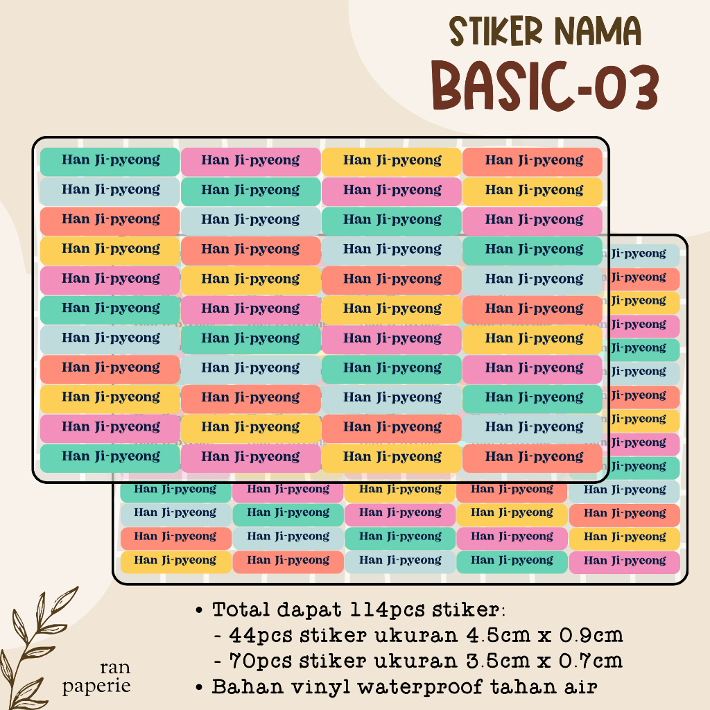 

Stiker Nama BASIC-03 Anti Air Waterproof Label Nama Sekolah Sticker Book