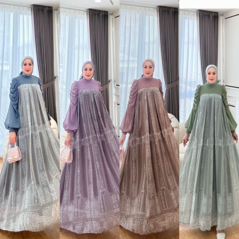 Aya gallery DANEENA dress series set hijab gamis original by Glamz