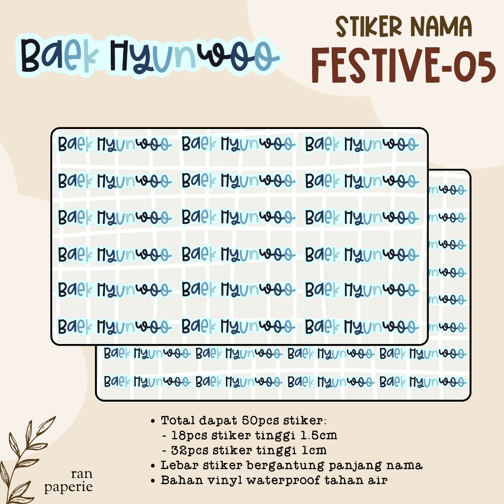 

Stiker Nama FESTIVE-05 Anti Air Waterproof Label Nama Sekolah Sticker Book