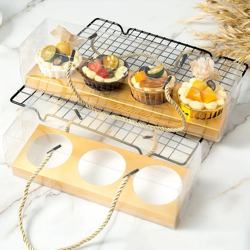 

YBS_ Box Mika Cupcake Pie dengan Tali / Box Hampers Kue / Box Cupcake isi 3 & 4 Transparan