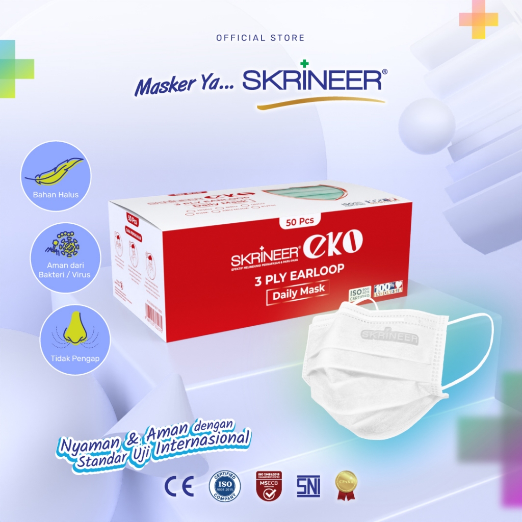 Skrineer Masker Earloop EKO 3ply 50 pcs Color