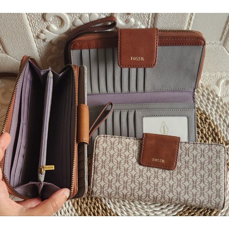 dompet ocil madison zip clutch taupe tan ori