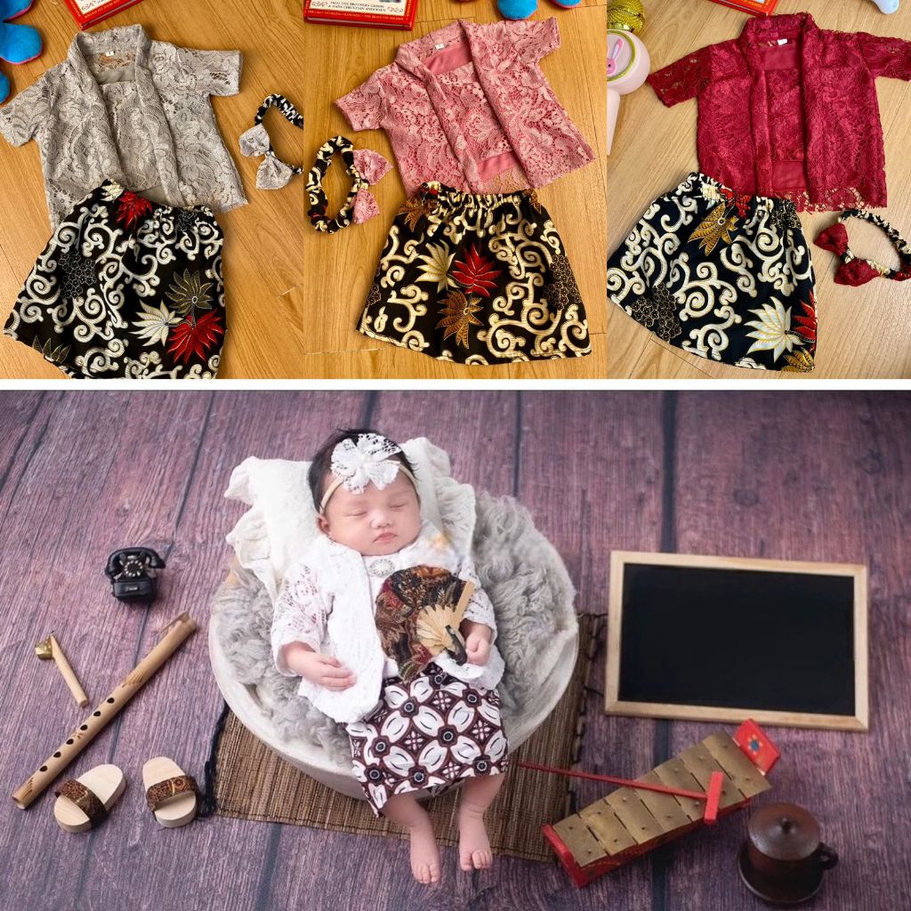 Baju Kebaya Bayi Kutubaru Rok Span Lengan Pendek Setelan Kebaya Anak Perempuan 0 Bulan - 5 Thn Baju 