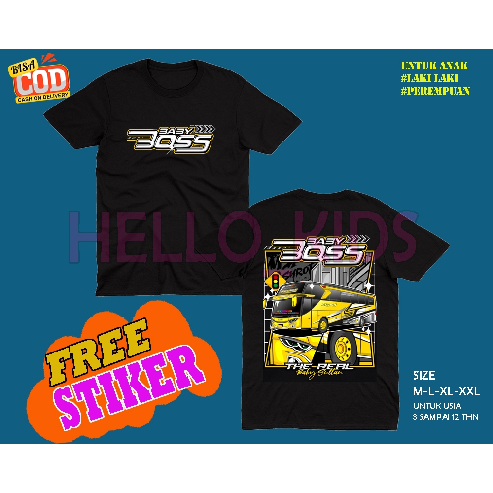 BAJU BABY BOSS ANAK ANAK BIS MANIA BAJU ANAK BUS FREE STIKER FREE NAMA BISA COD KAOS ANAK PEREMPUAN 