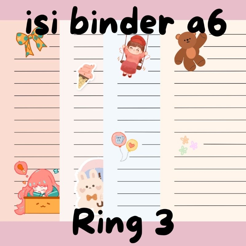 [lyacc] isi binder estetik berwarna a6 ring 3 | 70 mgs | isi 5 lembar