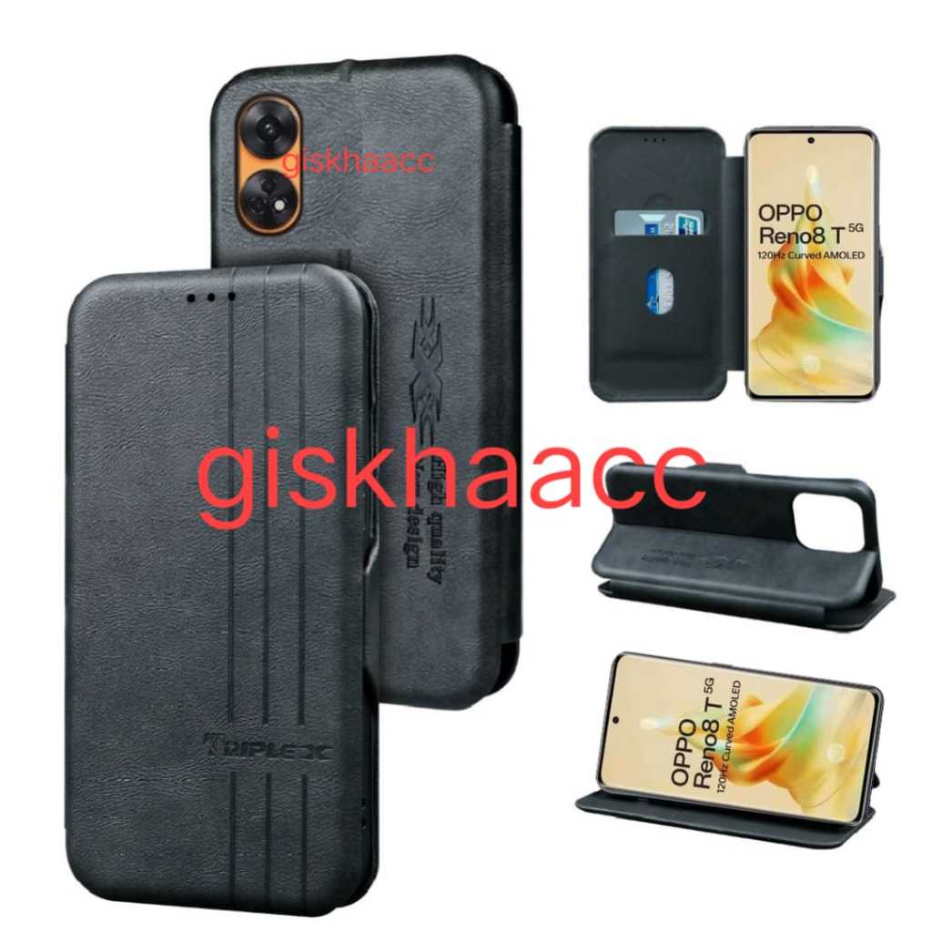 OPPO RENO 8T 5G CASE LEATHER FLIP MAGNET MOTIF CASE DOMPET HP SARUNG HP CASING HP