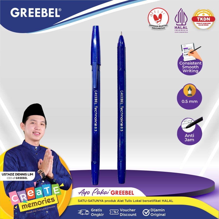 

GREEBEL PULPEN TECHNOLINE 0.5 1 PCS BLUE/Pen/Pulpen/Bolpoint BLUE Termurah