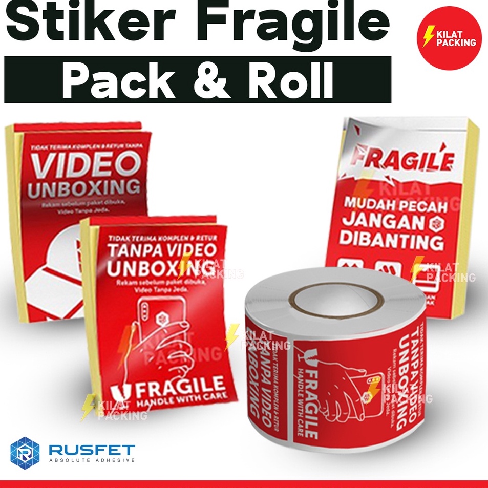 

Baru Ekonomis Sticker Unboxing with FRAGILE Rusfet Tempelan Label WAJIB VIDEO BUKA PAKET Stiker Fragile Murah PACK