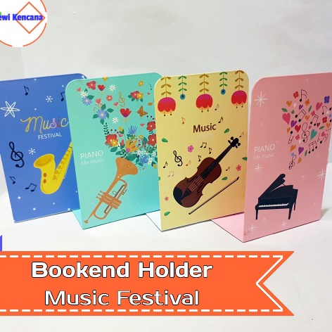 

Lebih Bagus Pembatas Buku Besi Bookend Holder Book Stand Music Festival