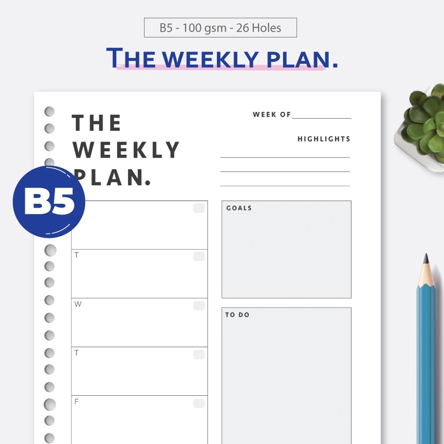 

Kejutan Hemat Bukuqu Loose leaf B5 L17 The Weekly Plan