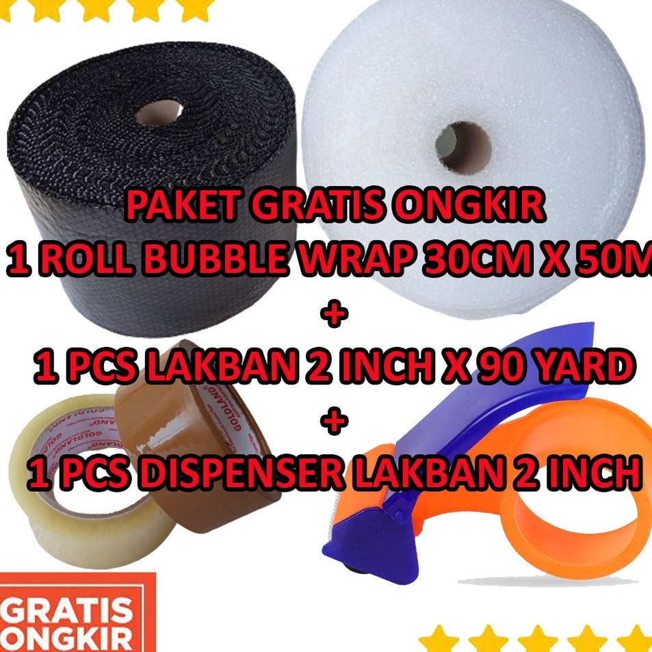

First Sale 1 ROLL BUBBLE WRAP 5M X 3CM 1 LAKBAN 48MM X 9 YARD DISPENSER LAKBAN BESAR 2 INCH