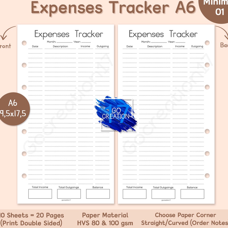 

Paling Ekonomis Buku Planner Refill Kertas Isi Binder Expenses Tracker Catatan Uang Keluar Simple Minimalis 6 ring a6