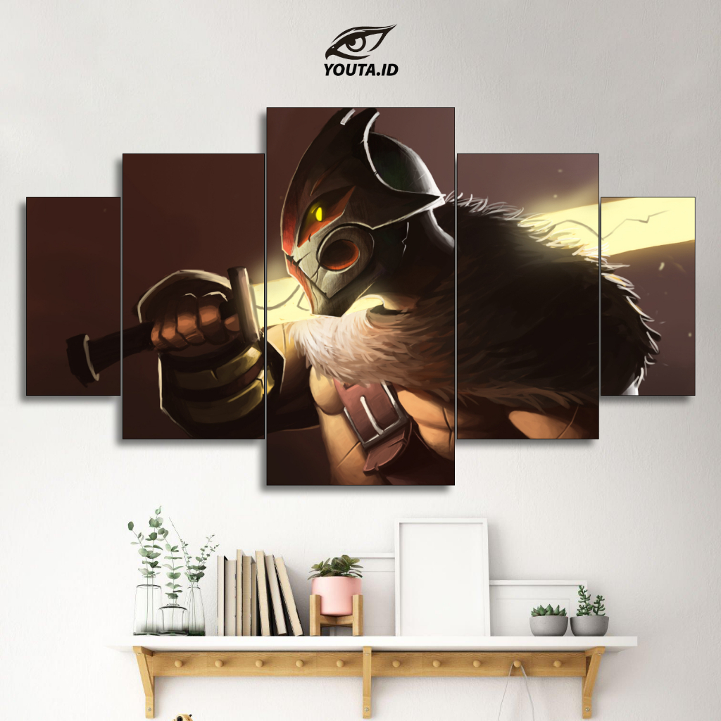 YOUTA.ID HIASAN PAJANGAN DINDING JUGGERNAUT DOTA 2 POSTER 1 SET DOTA 2 5 Pcs POSTER KAYU WALL DECOR