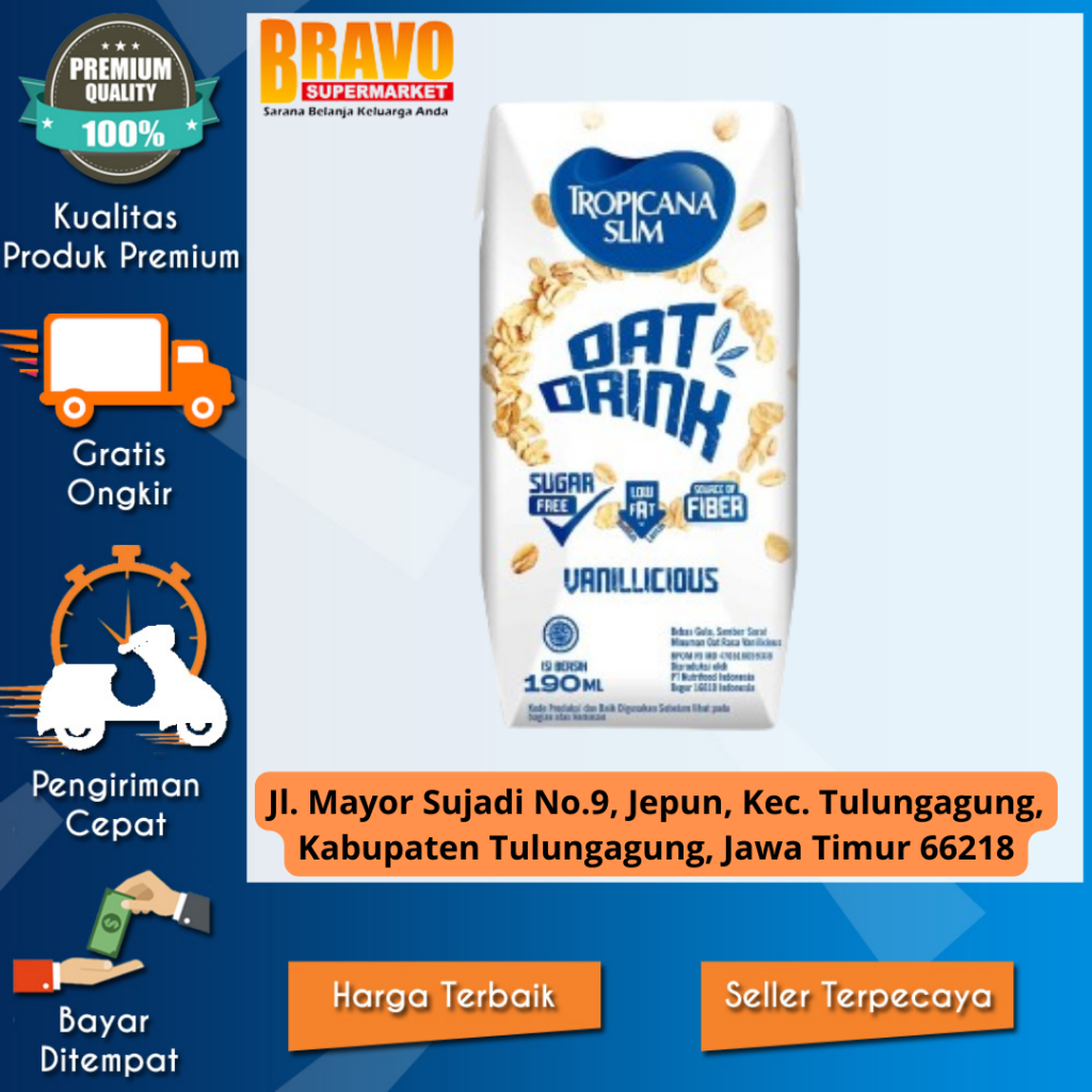 

Bravo Supermarket Tulungagung - Tropicana Slim Oat Drink Vanillicious 190 Ml