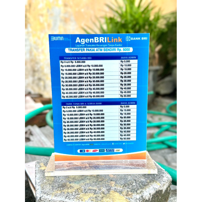 

BISA CUSTOM AKRILIK MEJA 15x20 TARIF AGEN BANK BRILINK BRI BAHAN TEBAL