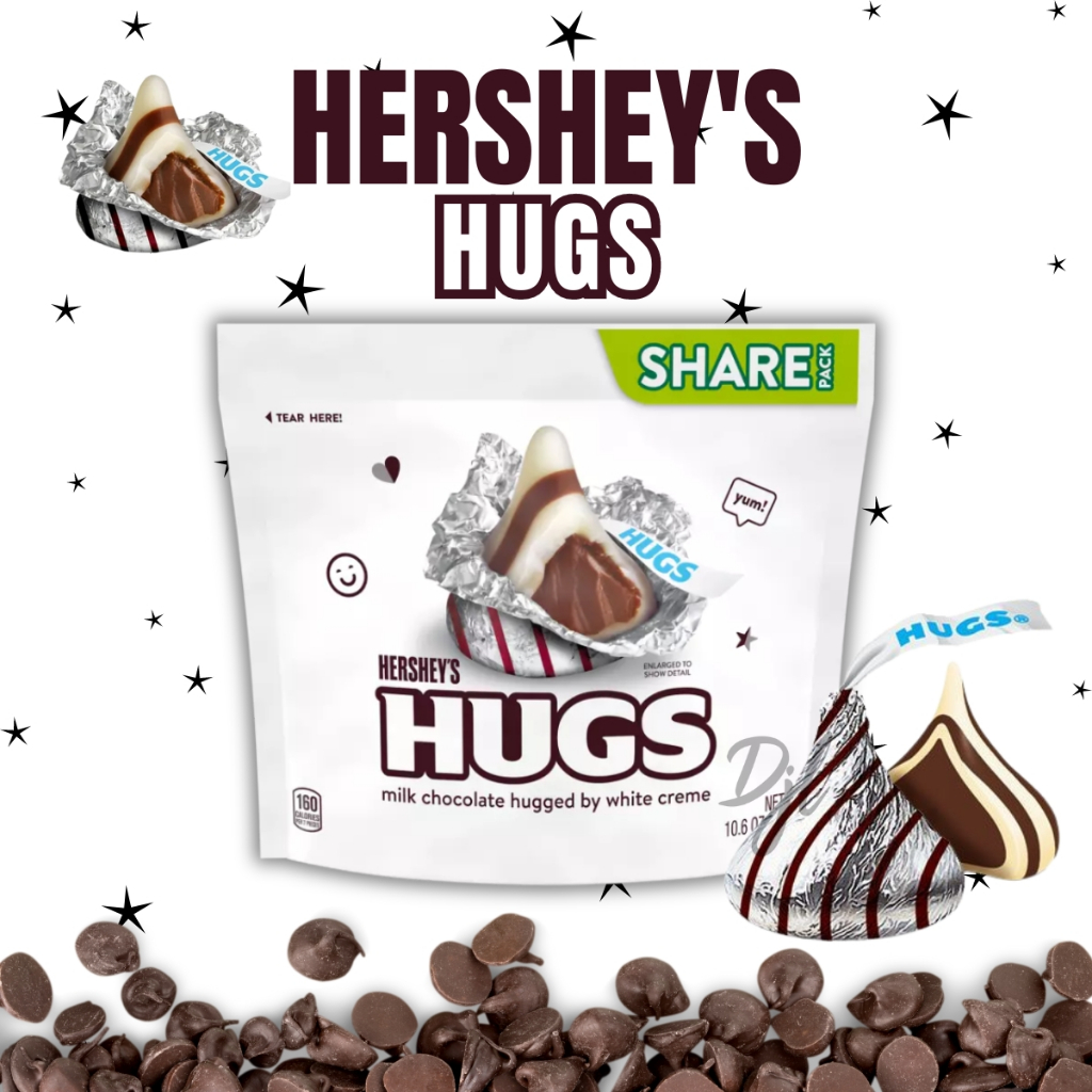 

Hershey's Hugs Chocolate Candy Share Pack 300g 1 Pouch Makanan Camilan Cokelat Manis Import