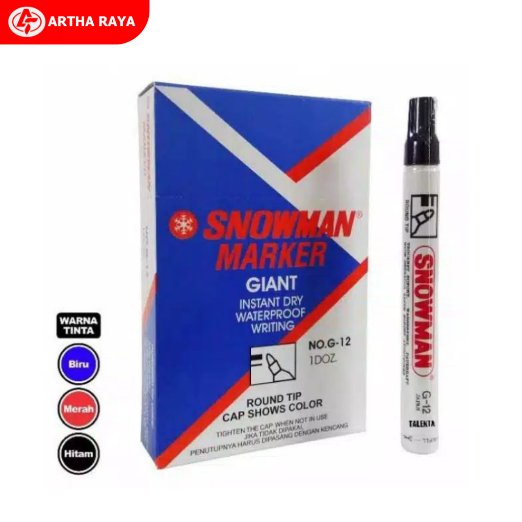 

Spidol Snowman G12 Permanent / 1 Box ( 12 Pcs )