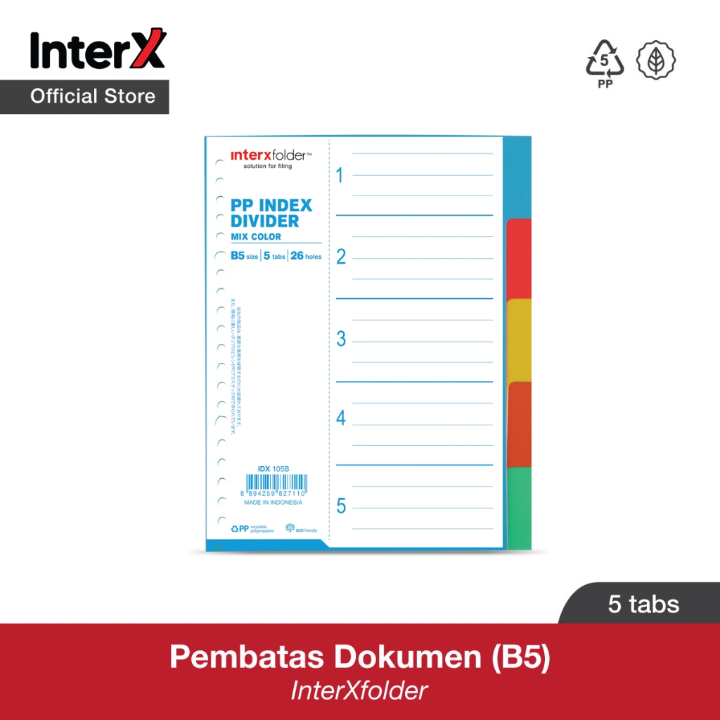 

Index Divider B5 InterXfolder (5 Tab)