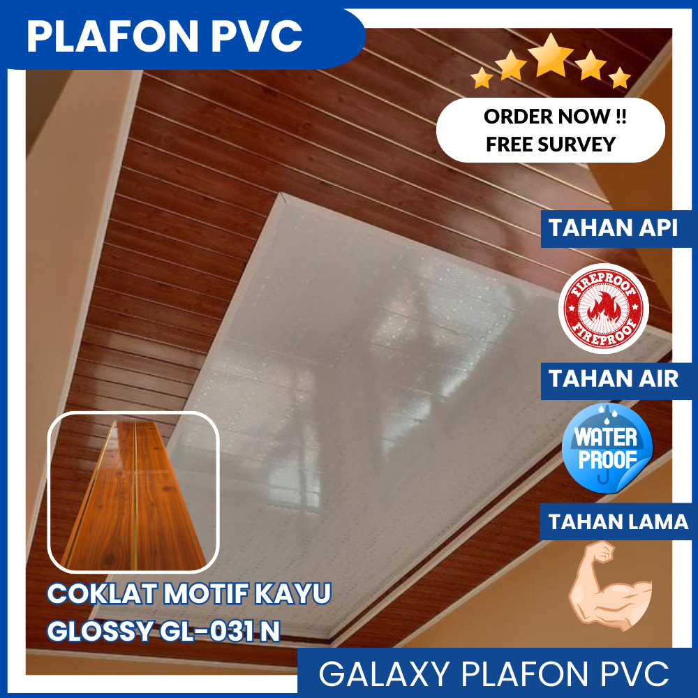 Plafon PVC Elegan Motif Kayu/Dekorasi Atap Minimalis Murah