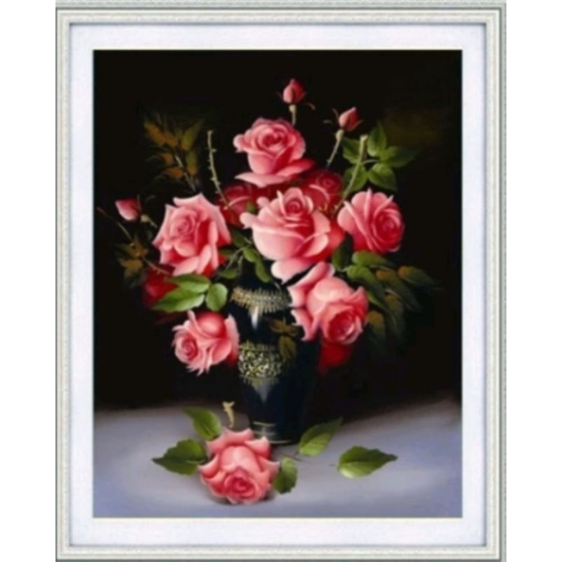 paket kristik gambar bunga pola kain 11ct