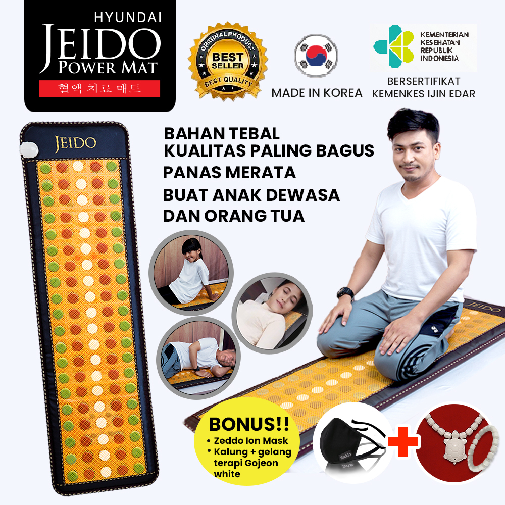 Matras Kesehatan Sakit Otot Kolesterol JEIDO POWER MAT Batu Giok Korea Asli Bonus Kalung Gelang-1