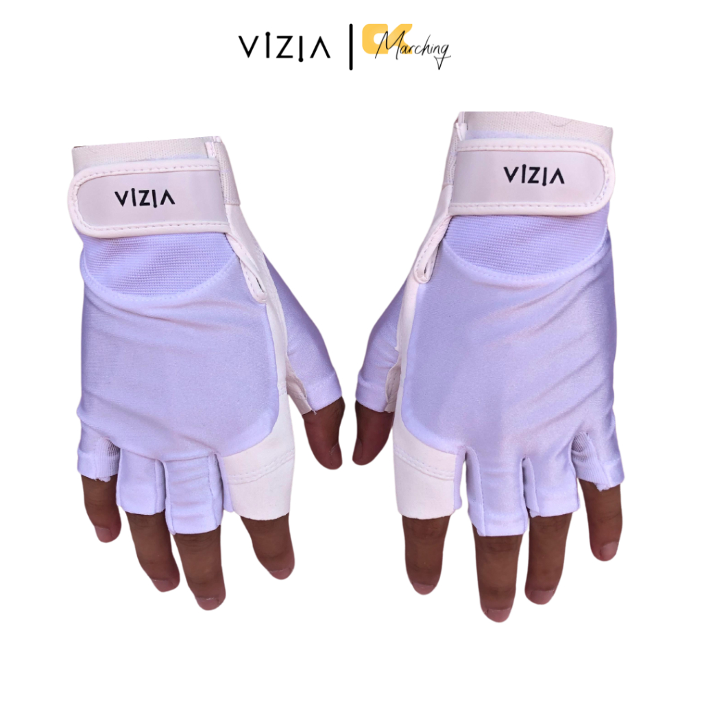 Vizia Gloves Half Finger Suede for Color Guard - White