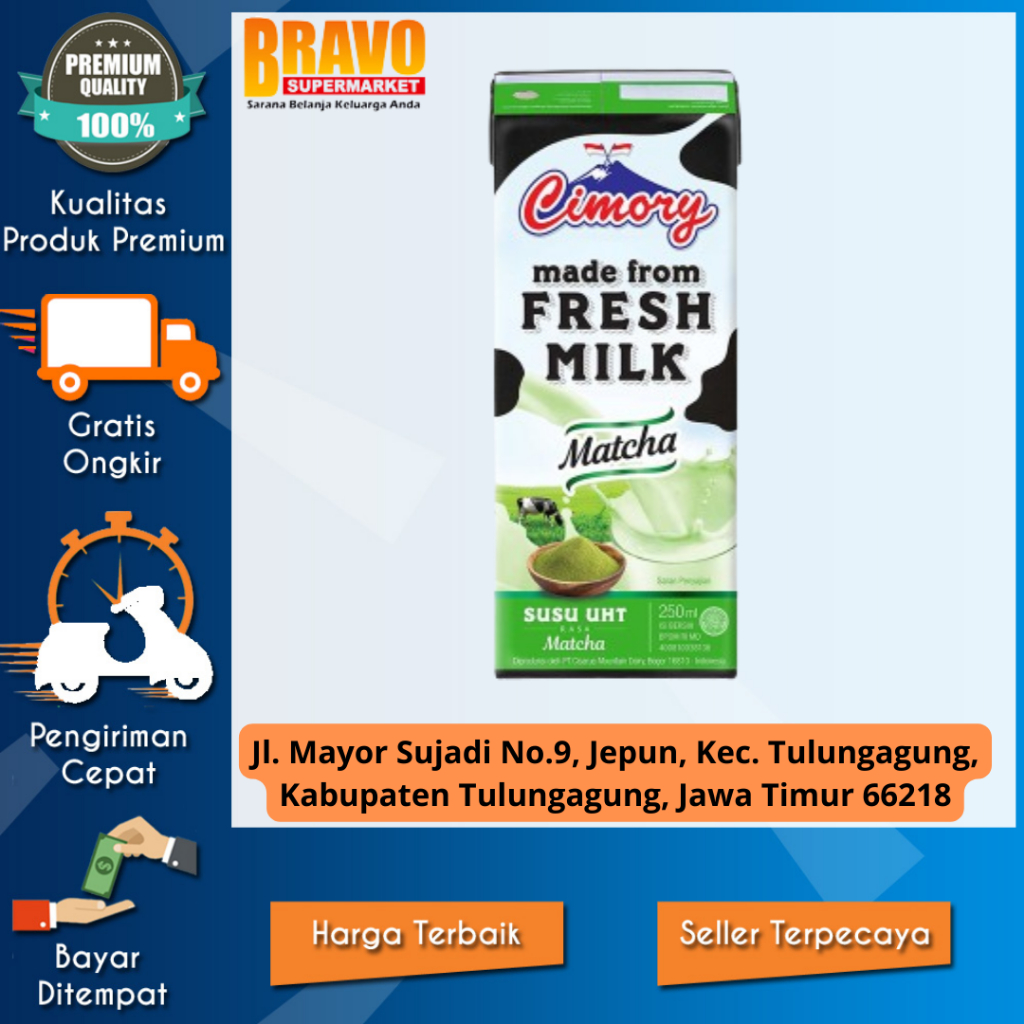 

Bravo Supermarket Tulungagung - susu cimory uht fresh milk 250ml matcha