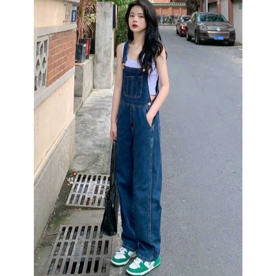 Jumpsuit Jeans-Celana Jeans Wanita Korea-Jumpsuit Jeans wanita korea style