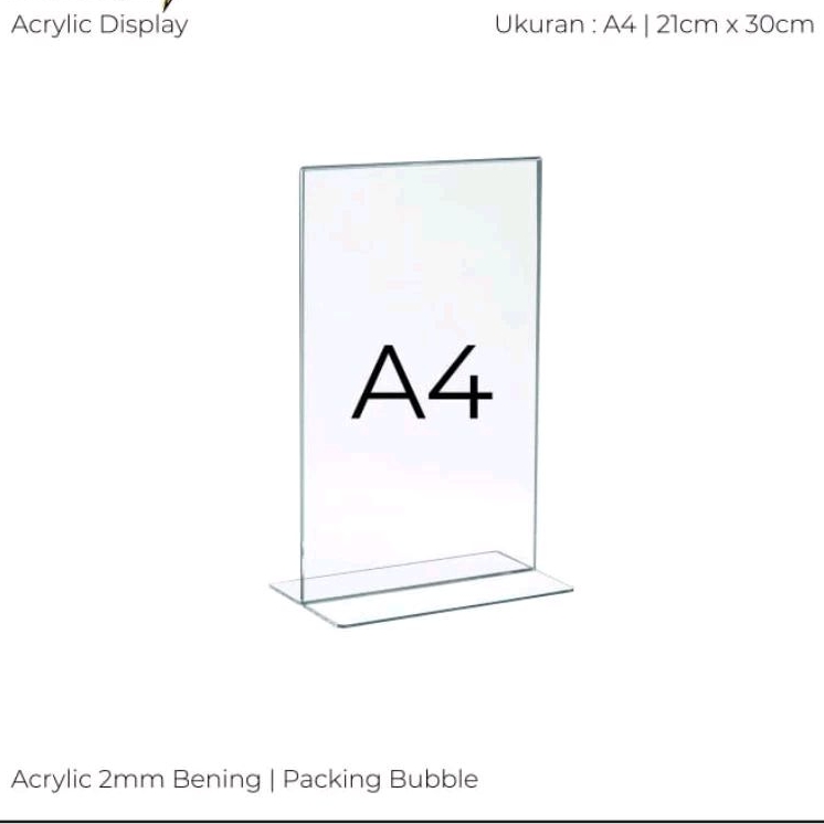 

AKRILIK DISPLAY A4 TEMPAT BROSUR A4 ACRYLIC TENT CARD HOLDER TYPE T