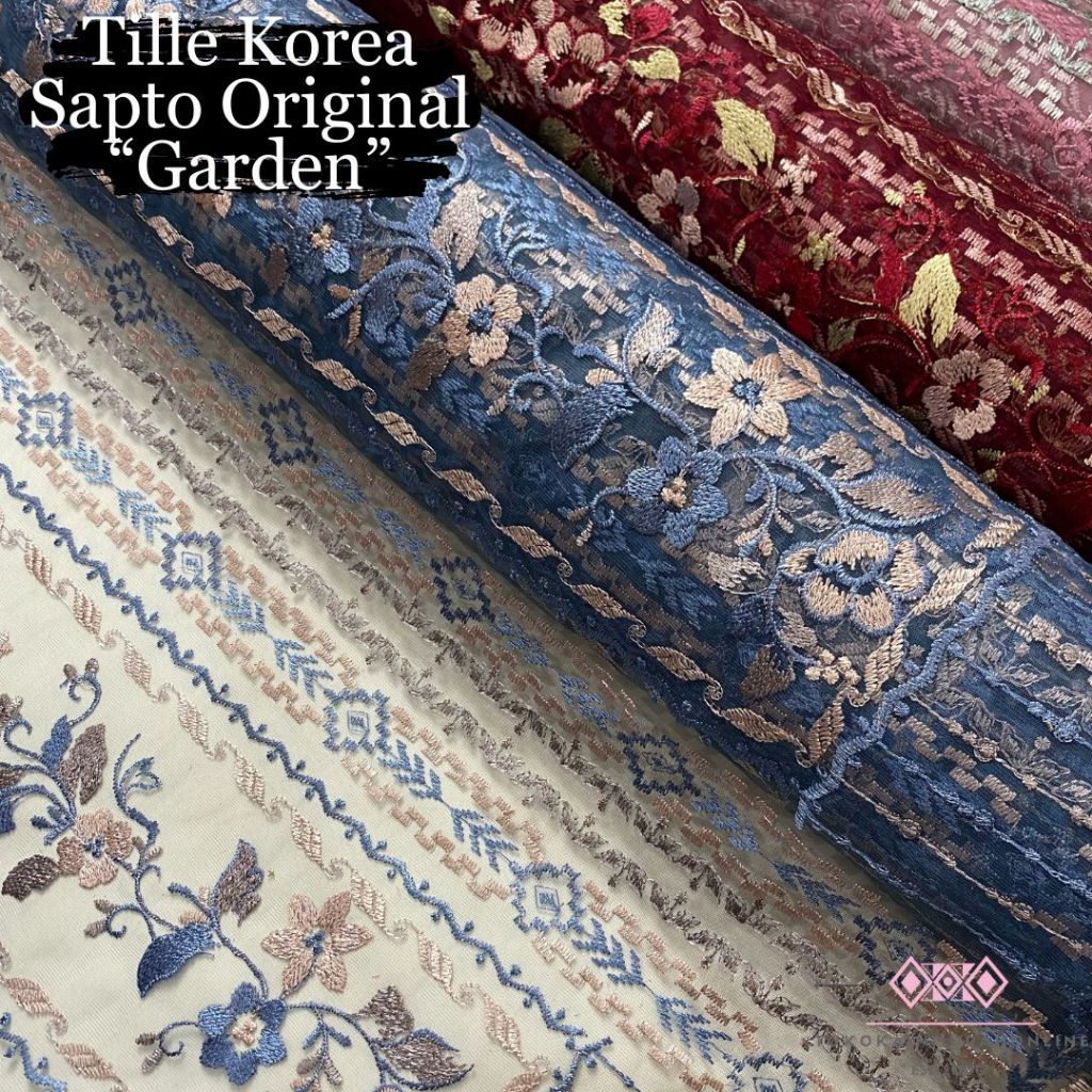 Kain Tille Brokat Korea Full Payet TEBAL SAPTO Motif GARDEN NEW 2024 Bordir Full Super Premium Mewah