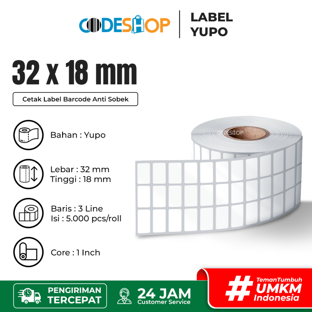 

Label Direct Yupo 32x18mm / 32x18 / 32 x 18 mm 5000 Pcs