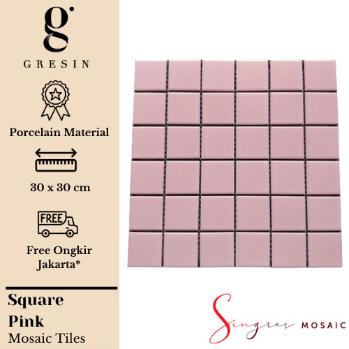 Pink Square Singres Mosaic Tiles | Mosaic Keramik