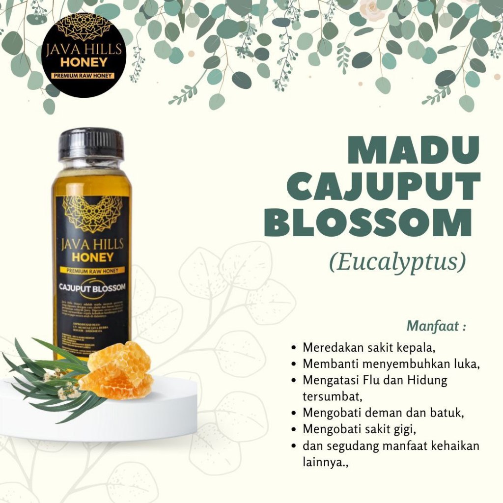 

Madu Herbal Cajuput 330gr by Java Hills, Madu Herbal Untuk Mengatasi distress pernapasan dan Merdahkan Masuk Angin