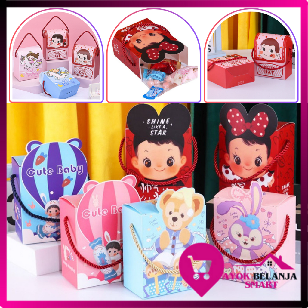 

ABS Goodie Bag Ulang Tahun Anak Motif Kartun Tas Bingkisan Hadiah Hampers Ulang Tahun Anak Kotak Souvenir Kantong Tentengan Bingkisan Paper Bag Kertas