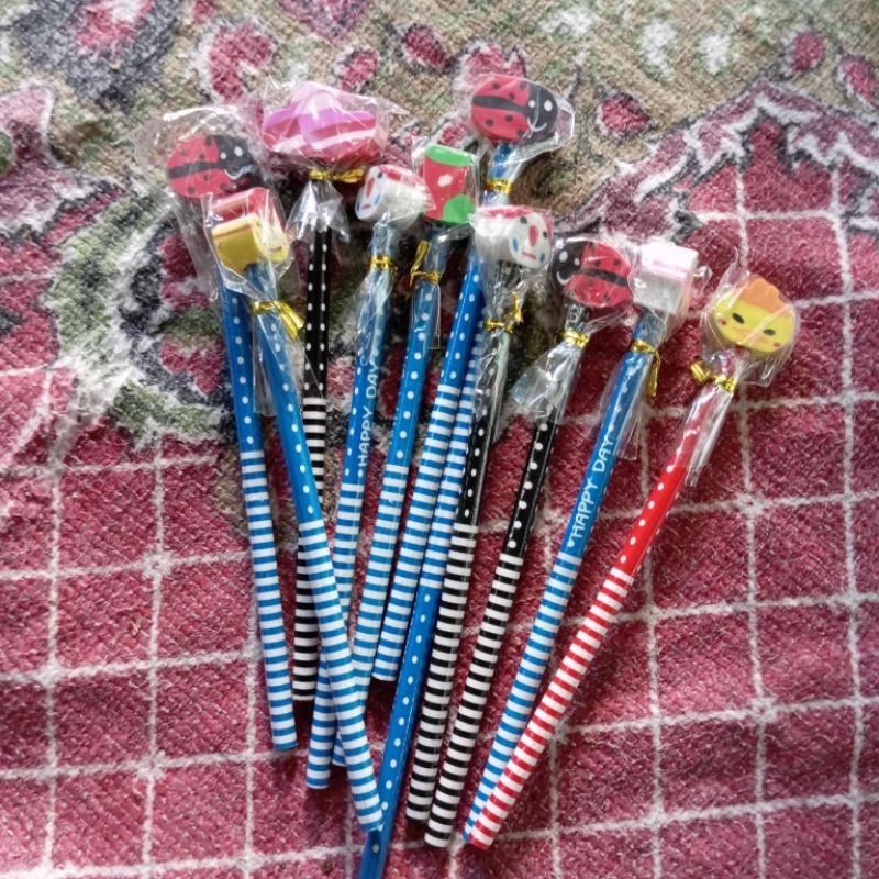 

Pensil Karakter plus penghapus // pensil kartun lucu // pensil motif lucu ada penghapus // alat tulis sekolah murah