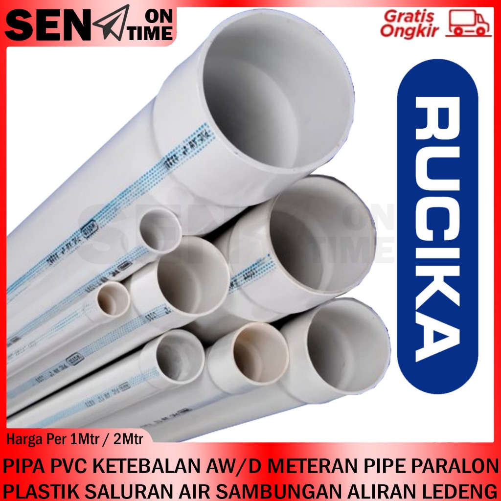 PIPA PVC RUCIKA PUTIH 4” AW D METERAN 1 2 METER PARALON PRALON LEDENG PIPE PLASTIK PELASTIK PERALON 