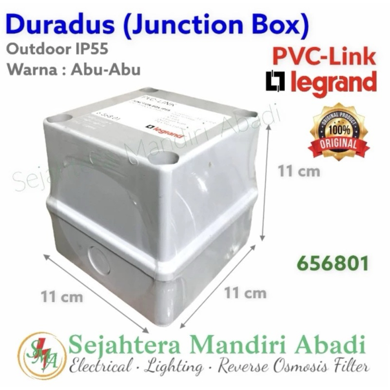 Duradus Legrand 110x110x110 Abu-abu PVC Link Junction Box Outdoor IP55