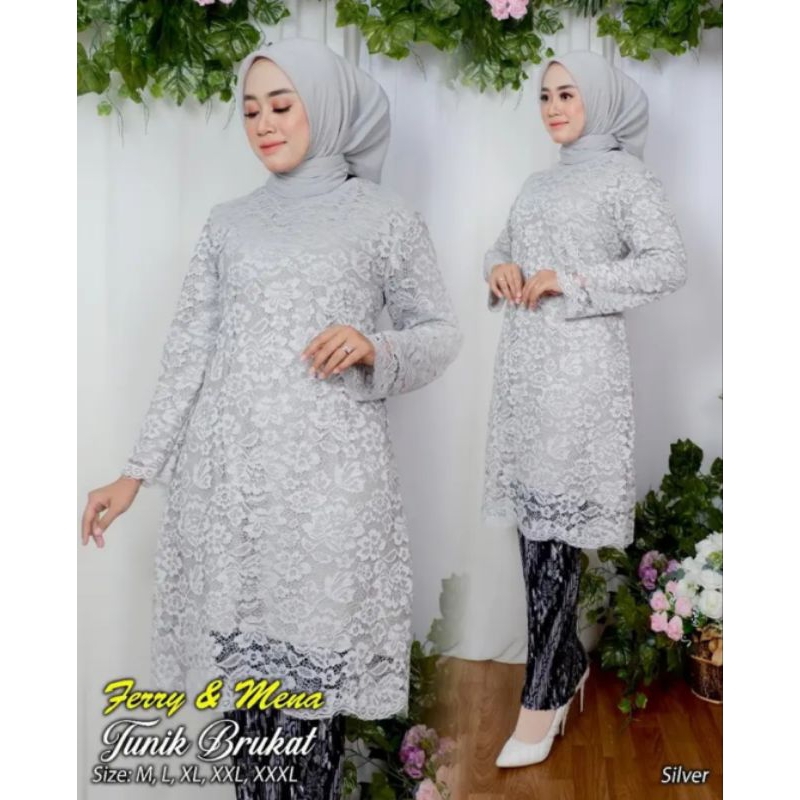 SET KEBAYA TUNIK kurung resleting belakang dan rok ROK PLISKET