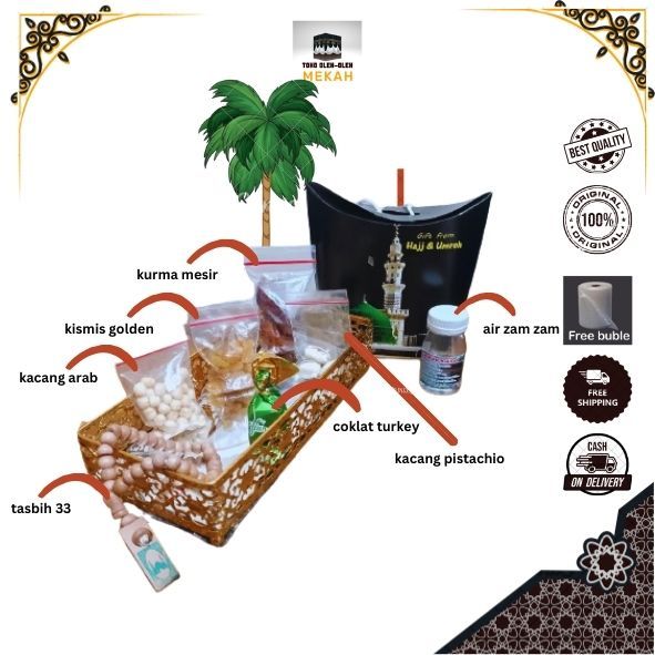 

Paket Oleh Oleh Haji Dan Umroh Paket Dus teng-teng/paket Dus Tali Paket Coklat Tasbih Lengkap 50-100pcs
