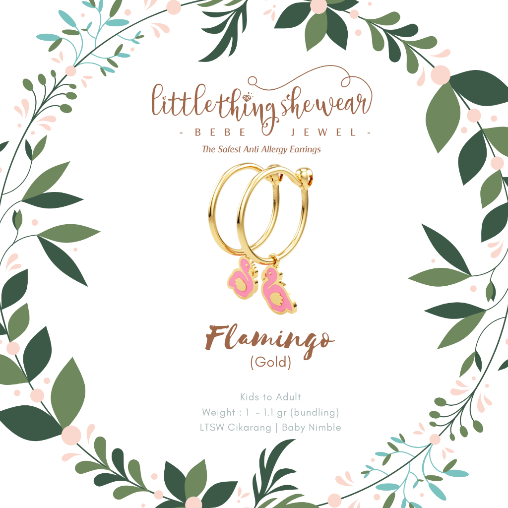 LittleThingSheWear Official - Anting Loop-Hoop Anak - Flamingo