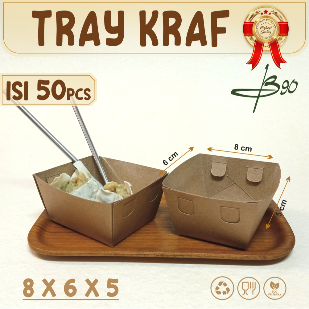 FOOD TRAY UK S,M,L isi 50 pcs / PAPER TRAY / TRAY KERTAS MAKANAN ECO / PAPER FOOD TRAY