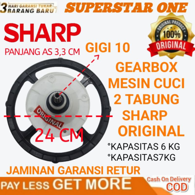 GEARBOX GEAR BOX MESIN CUCI 2 TABUNG SHARP KAPASITAS 6 KG SAMPAI 7KG