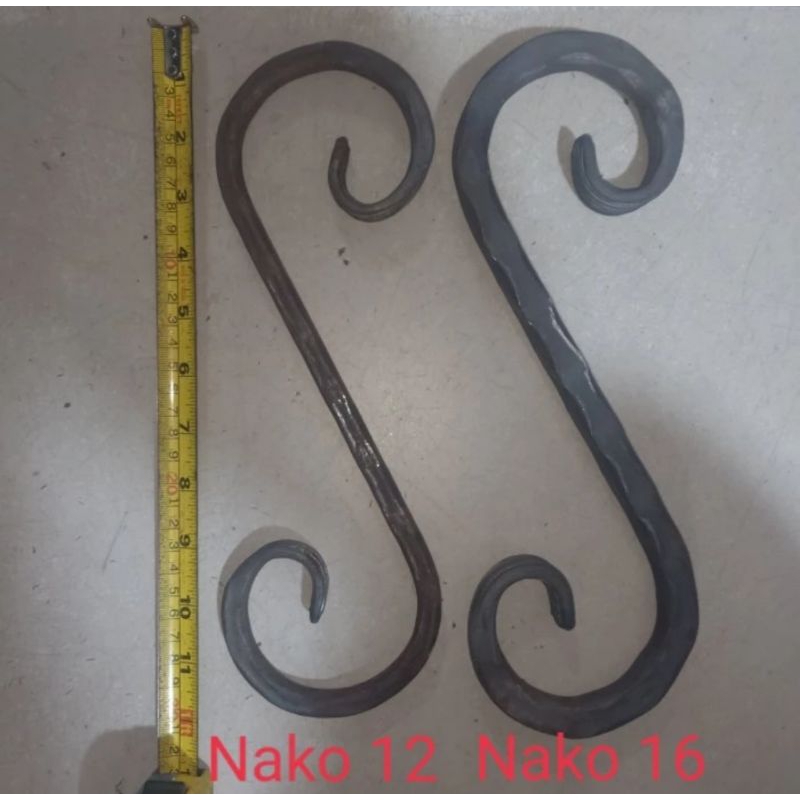 Ornamen Pagar Besi Tekukan Nako Letter S 30 cm x 10 cm Nako 12 dan Nako 16(EMBOSS)