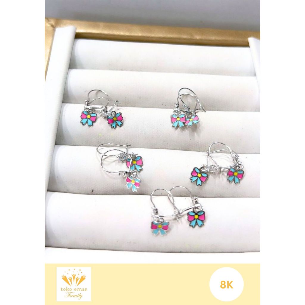 Anting Anak Emas Putih Kadar 375 (8K) Berat 0,5 - 1 Gram an