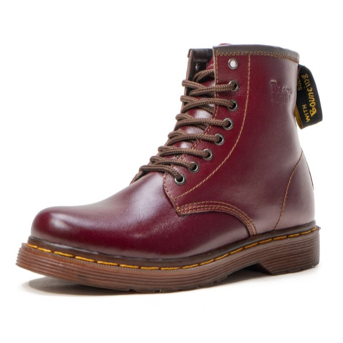 Favorit Dyren - Sepatu Boots Pria Slip On Casual Kulit Asli Docmart Hitam