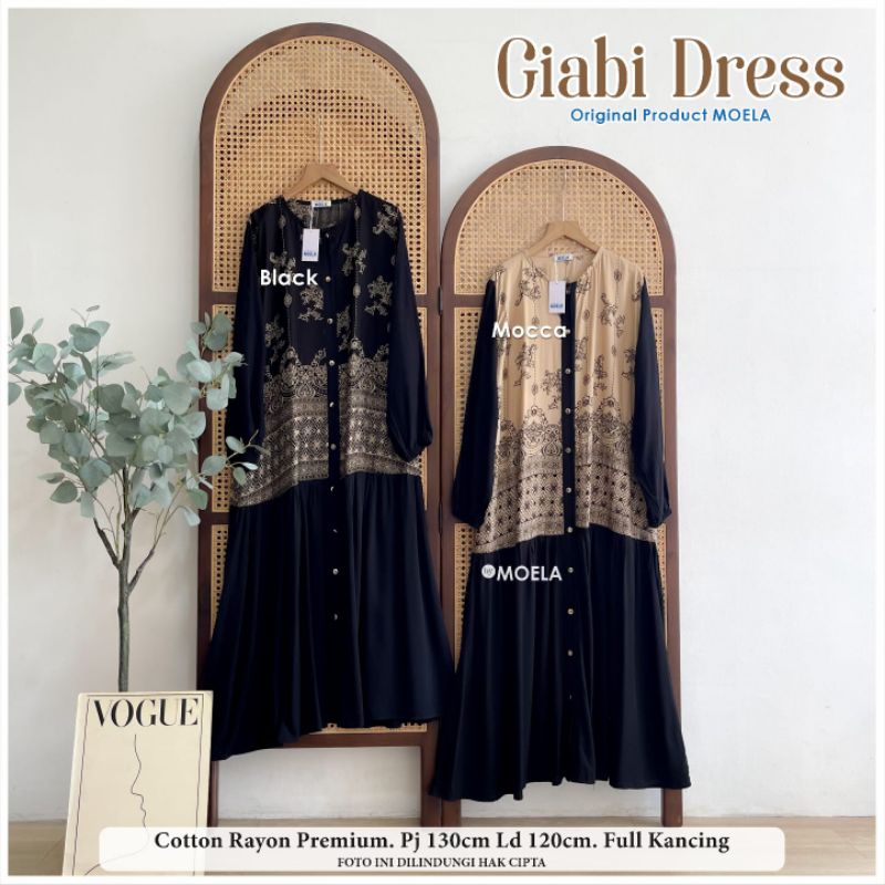 MOELA Giabi dress gamis hitam rayon premium jumbo xxl ld 120 pb 130 kancing busui gamis dress maxy o